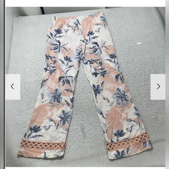 Wide Leg Palazzo Pants Pull On Snake Skin Print Floral M Pockets Elastic Tie - Picture 3 of 16